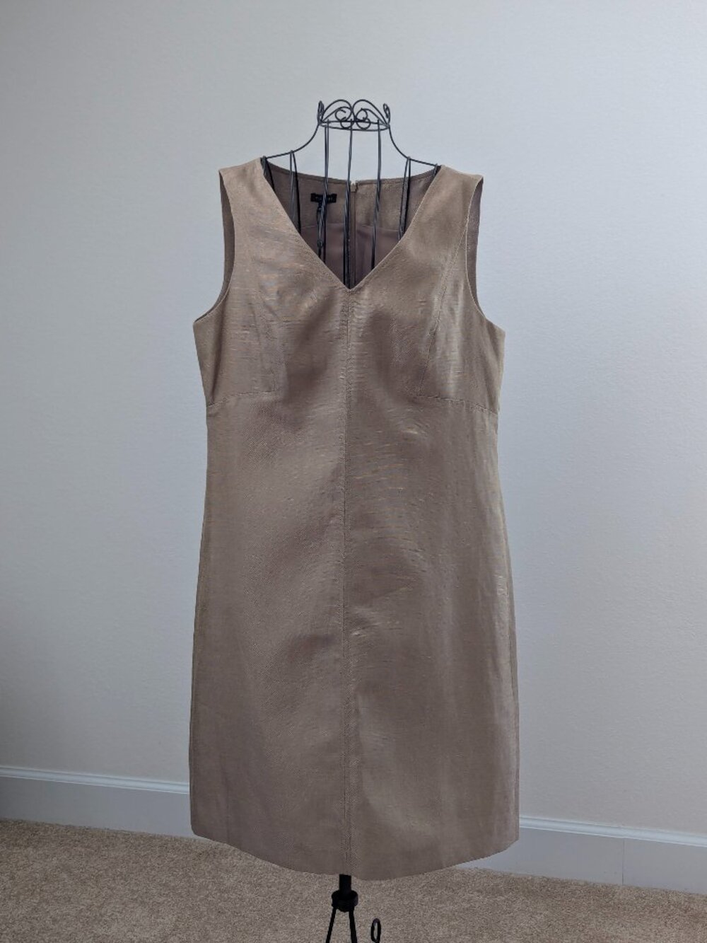 Talbots NWT Taupe Linen Blend Metallic Sheath Dress 16